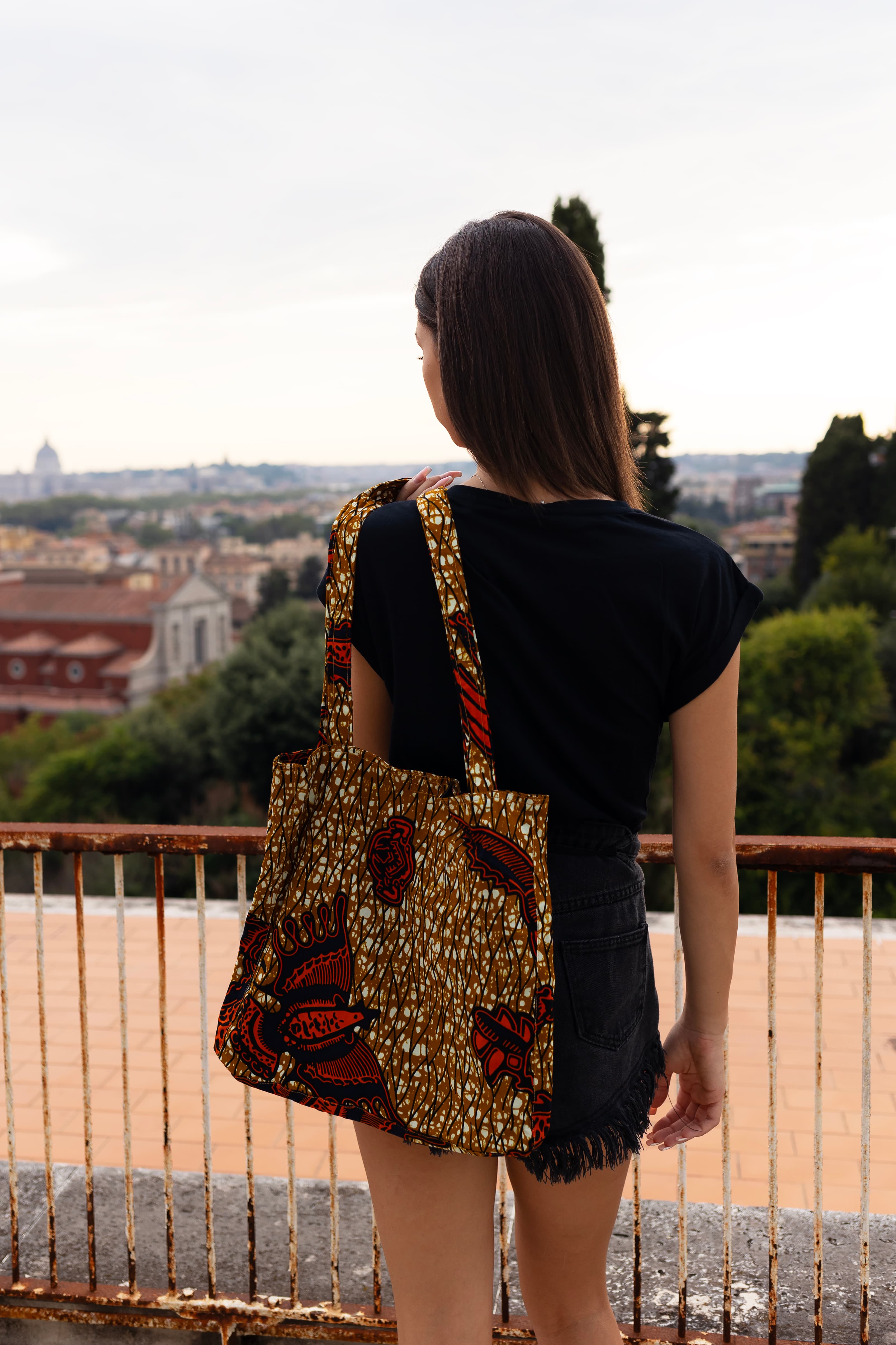 Continental Love wax print shoulder bag