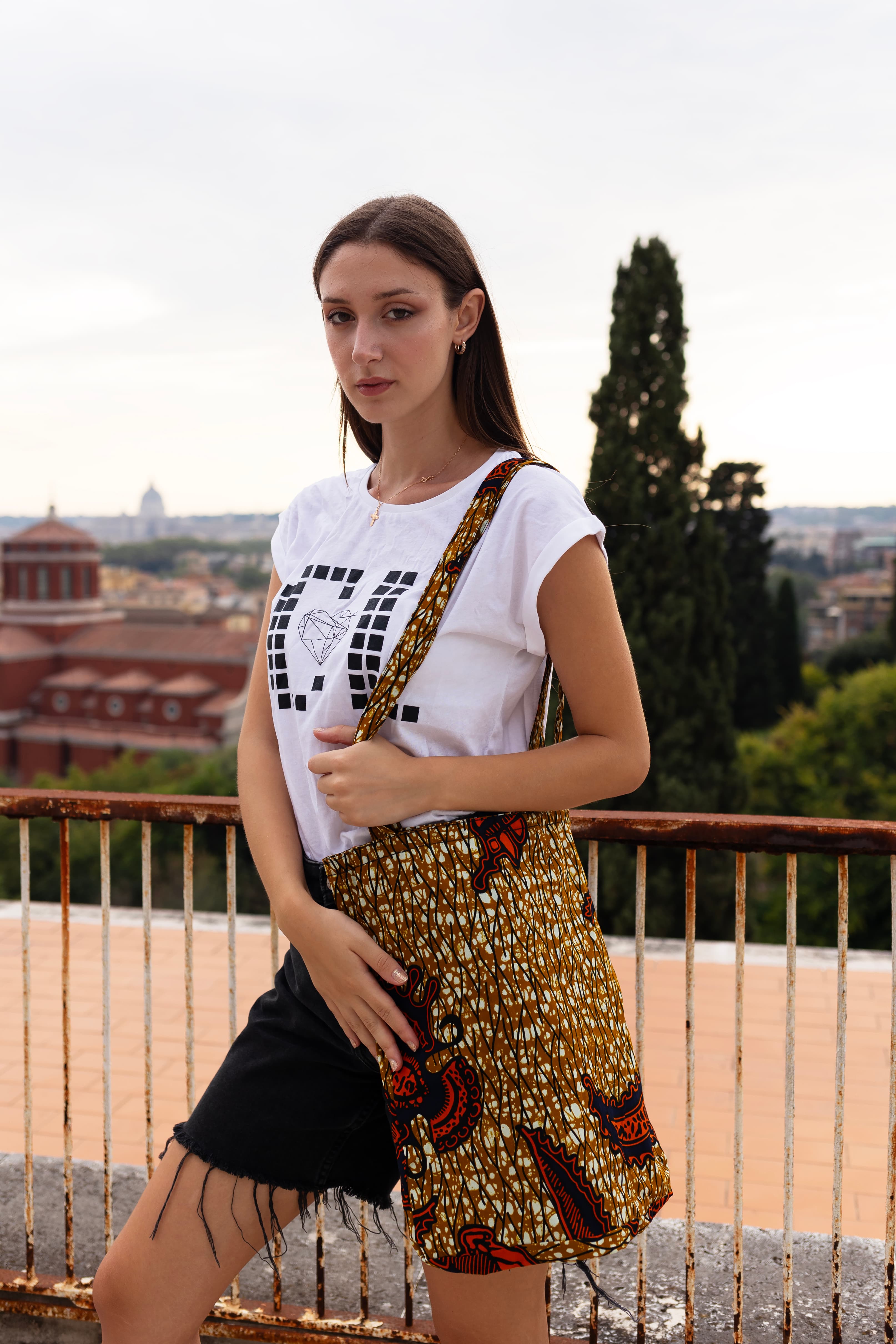 Continental Love wax print shoulder bag