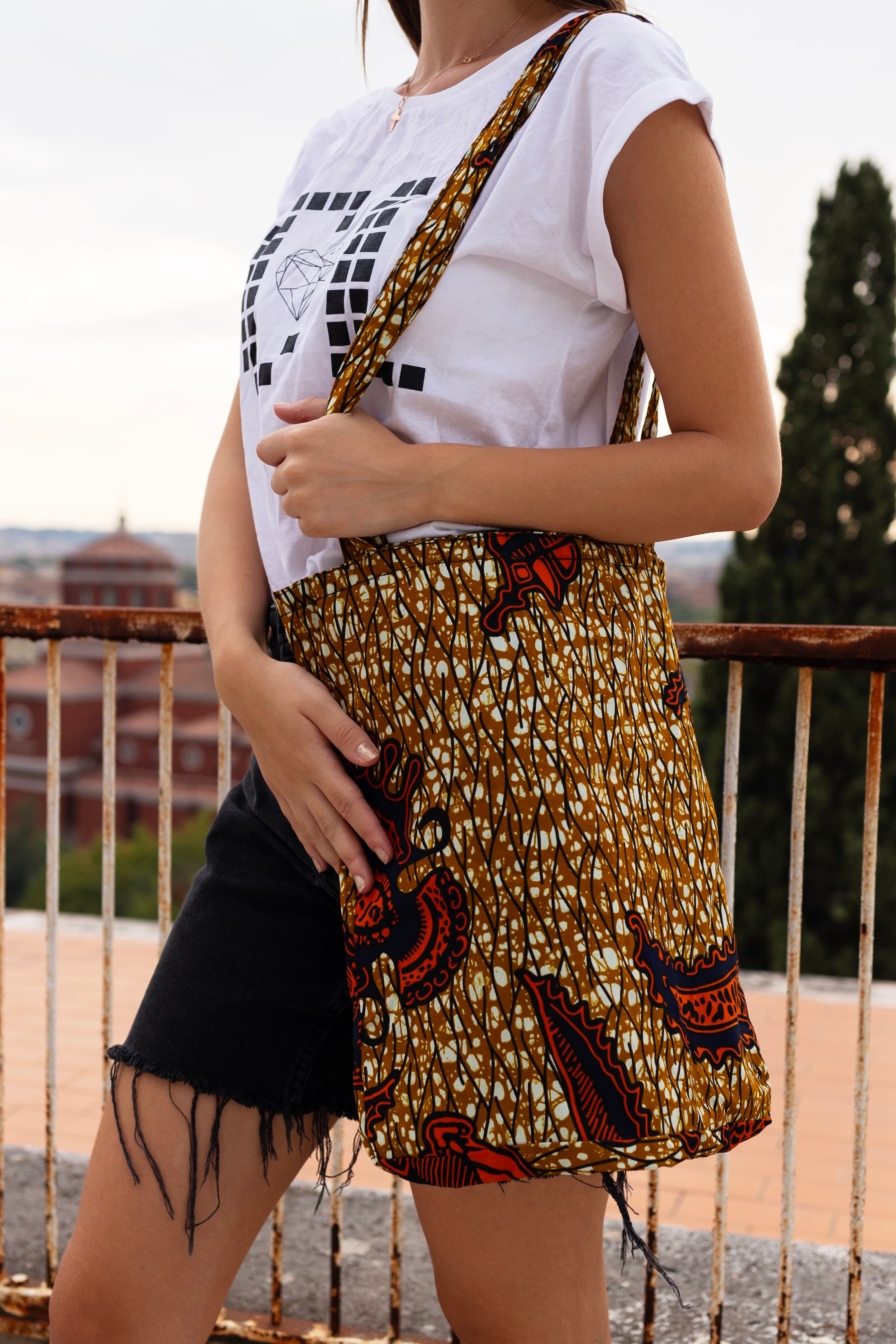 Continental Love wax print shoulder bag