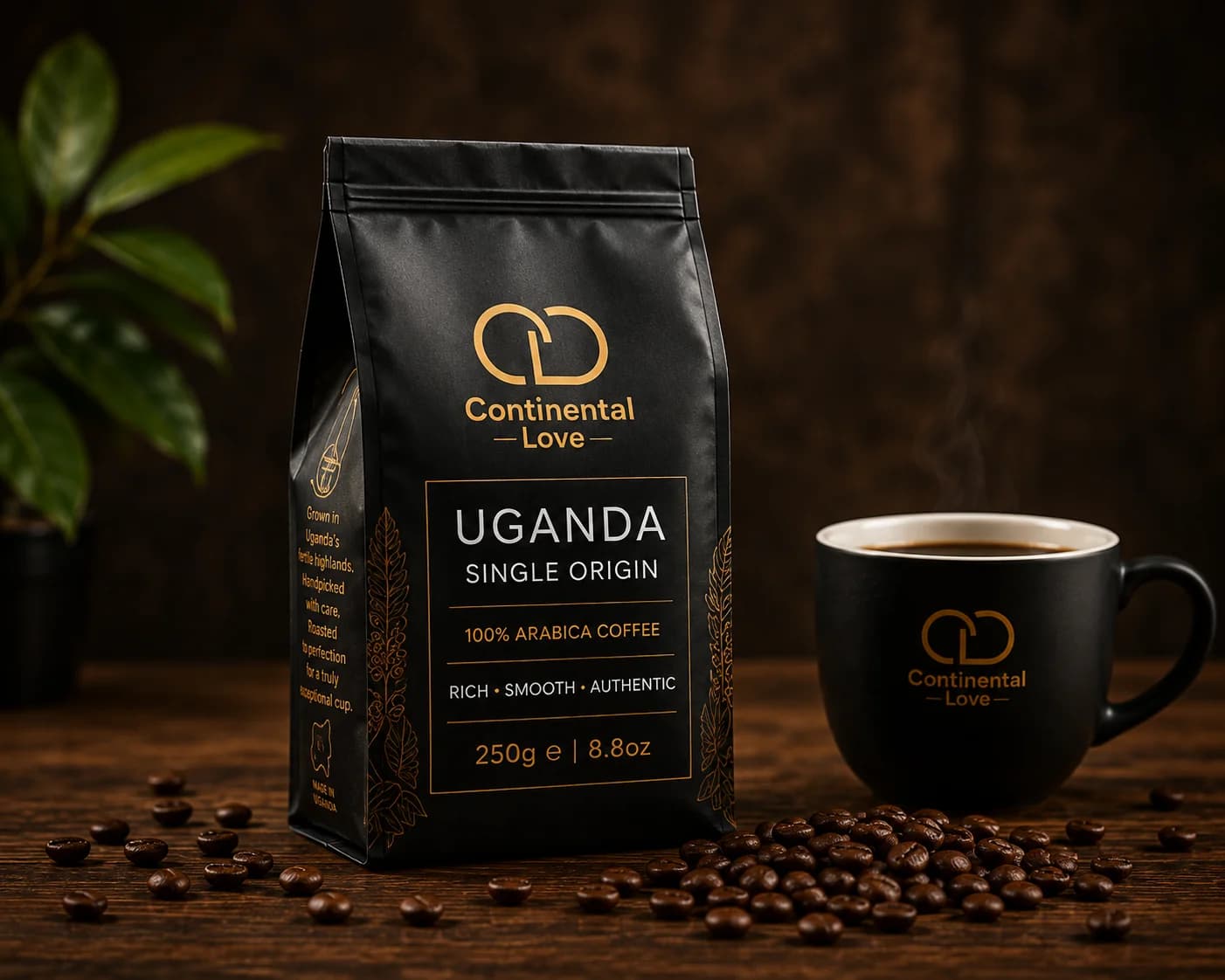 Highland Reserve coffee package with a cup