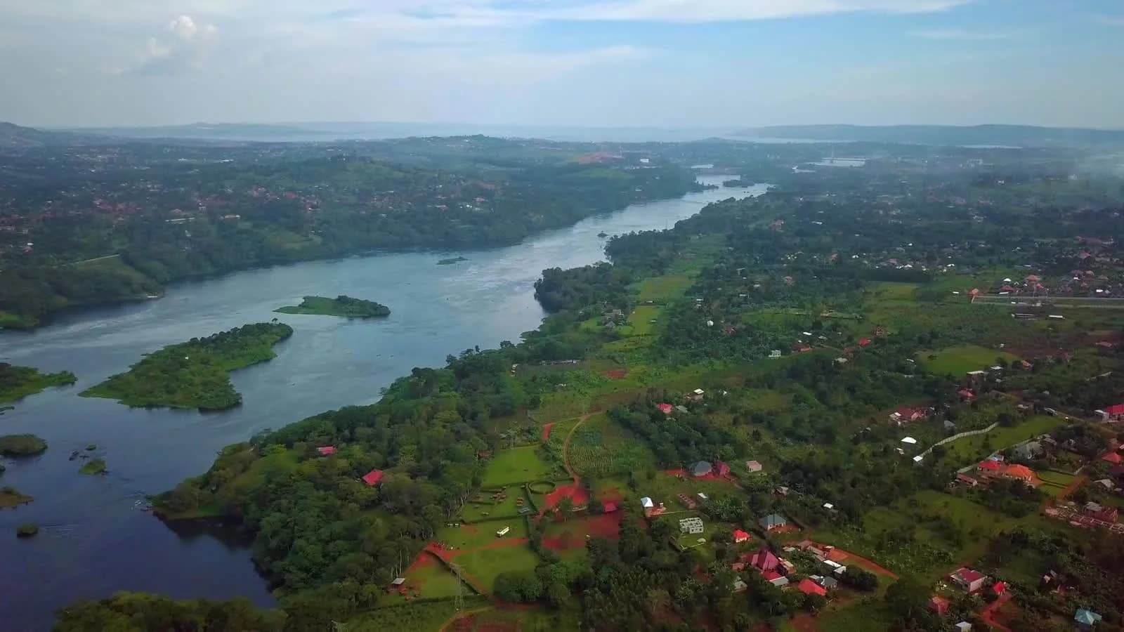 Aerial view of the River Nile near Jinja